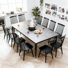 Dining Chairs, Set of 6, Black Solid Wood with Slat Back