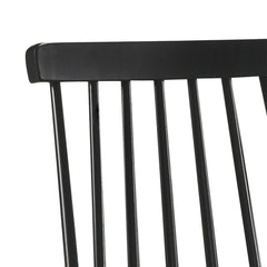 Dining Chairs, Set of 6, Black Solid Wood with Slat Back