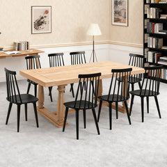 Dining Chairs, Set of 6, Black Solid Wood with Slat Back
