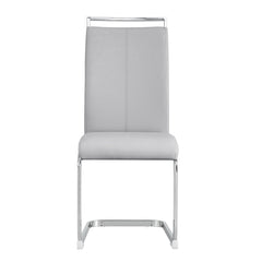 Dining Chairs, Set of 6, Light Gray Faux Leather with Metal Legs