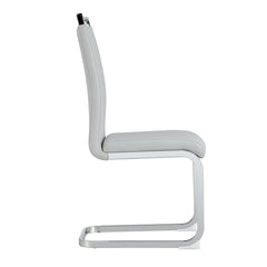 Dining Chairs, Set of 6, Light Gray Faux Leather with Metal Legs