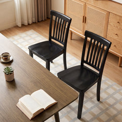 Dining Chairs, Set of 6, Solid Rubberwood Mission Back in Black