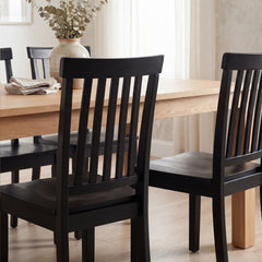 Dining Chairs, Set of 6, Solid Rubberwood Mission Back in Black