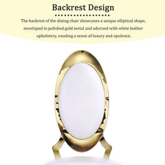 Dining Chairs, White Synthetic Leather, Gold Metal Frame and Legs