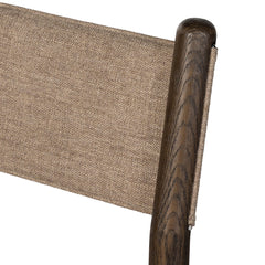 Dining Side Chair, Fawn Polyester Blend, Solid Oak Legs, Warm Oak Finish