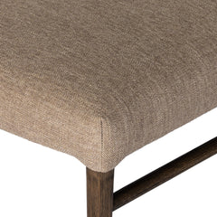 Dining Side Chair, Fawn Polyester Blend, Solid Oak Legs, Warm Oak Finish