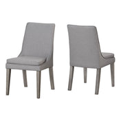 Dining Side Chair, Wood Frame, Gray Polyester Blend Upholstery, Gray Oak Finish