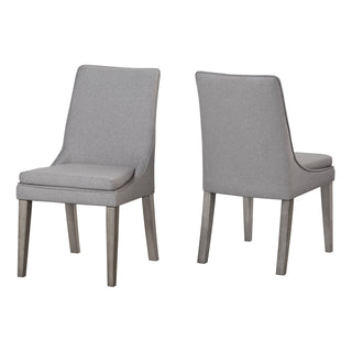 Dining Side Chair, Wood Frame, Gray Polyester Blend Upholstery, Gray Oak Finish