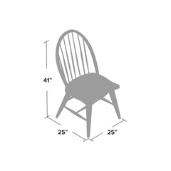 Dining Side Chairs, Set of 2, Black Wood with Spindle Back