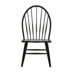 Dining Side Chairs, Set of 2, Black Wood with Spindle Back