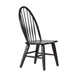 Dining Side Chairs, Set of 2, Black Wood with Spindle Back