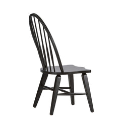 Dining Side Chairs, Set of 2, Black Wood with Spindle Back