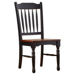 Dining Side Chairs, Set of 2, Solid Rubberwood in Black and Oak