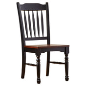 Dining Side Chairs, Set of 2, Solid Rubberwood in Black and Oak