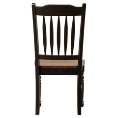 Dining Side Chairs, Set of 2, Solid Rubberwood in Black and Oak