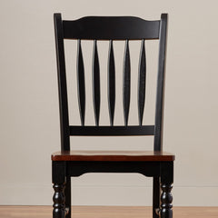 Dining Side Chairs, Set of 2, Solid Rubberwood in Black and Oak