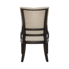 Dining Side Chairs, Set of 2, Tufted Linen with Black Legs