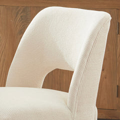 Dining Side Chairs, Set of 4, Chenille White with Brown Wood Legs