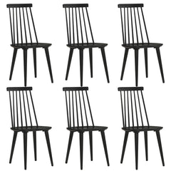 Dining Side Chairs, Set of 6, Black Solid Wood with Slat Back
