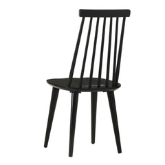 Dining Side Chairs, Set of 6, Black Solid Wood with Slat Back