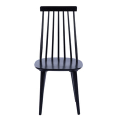 Dining Side Chairs, Set of 6, Black Solid Wood with Slat Back