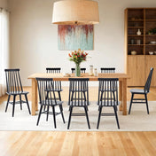 Dining Side Chairs, Set of 8, Solid Wood in Black