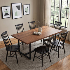Dining Side Chairs, Set of 8, Solid Wood in Black