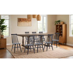 Dining Side Chairs, Set of 8, Solid Wood in Black