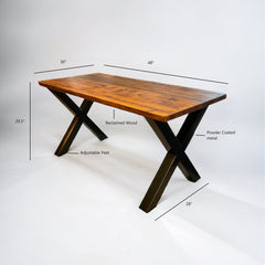 Dining Table, 48 Inch Reclaimed Wood with Black Metal Legs