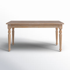 Dining Table, 59 in Wide, Light Natural Brown with Distressed Finish