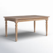 Dining Table, 59 in Wide, Light Natural Brown with Distressed Finish