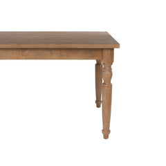 Dining Table, 59 in Wide, Light Natural Brown with Distressed Finish