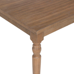 Dining Table, 59 in Wide, Light Natural Brown with Distressed Finish