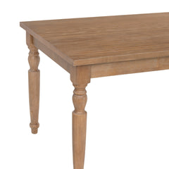 Dining Table, 59 in Wide, Light Natural Brown with Distressed Finish