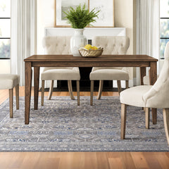 Dining Table, 60 Inch Rectangular Solid Wood, Seats 6, Rustic Brown
