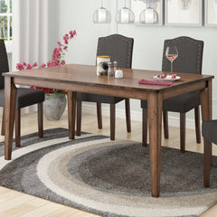 Dining Table, 60 Inch Rectangular Solid Wood, Seats 6, Rustic Brown