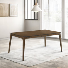 Dining Table, 65.75 Inch Rectangular, Brown Wood, Four-Leg Base