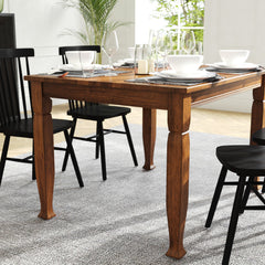 Dining Table in Solid Rubberwood with Turned Legs, Walnut
