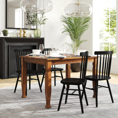 Dining Table in Solid Rubberwood with Turned Legs, Walnut
