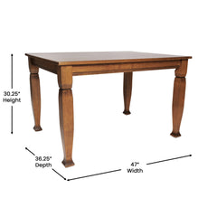 Dining Table in Solid Rubberwood with Turned Legs, Walnut
