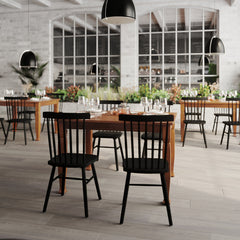 Dining Table in Solid Rubberwood with Turned Legs, Walnut