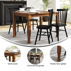 Dining Table in Solid Rubberwood with Turned Legs, Walnut