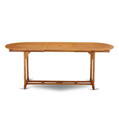 Dining Table, Oval and Extendable, Natural Oil Wood with Umbrella Hole