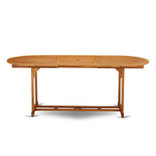 Dining Table, Oval and Extendable, Natural Oil Wood with Umbrella Hole