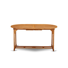 Dining Table, Oval and Extendable, Natural Oil Wood with Umbrella Hole