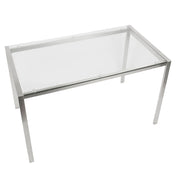 Dining Table, Rectangular, Clear Glass Top, Silver Metal Base