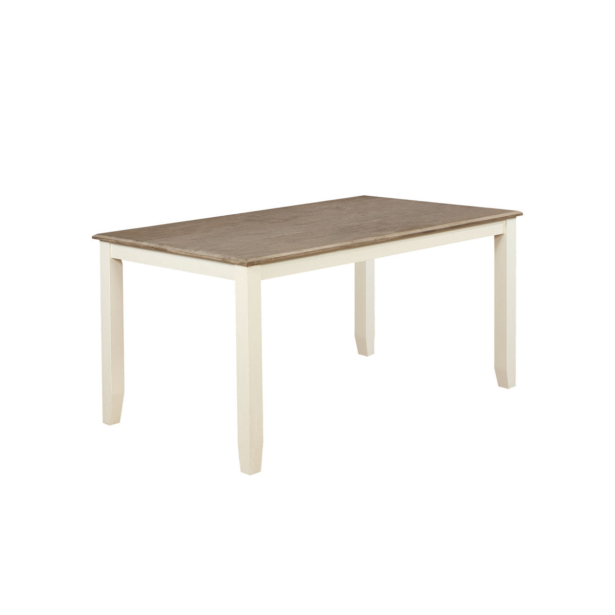 Dining Table, Rectangular Solid Wood, Taupe Top with Vanilla White Legs