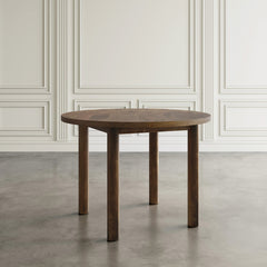 Dining Table, Round Solid Mango Wood, 42 Inch, Brown