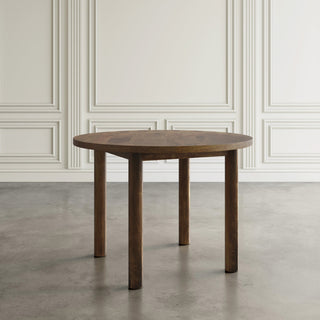 Dining Table, Round Solid Mango Wood, 42 Inch, Brown