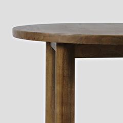 Dining Table, Round Solid Mango Wood, 42 Inch, Brown